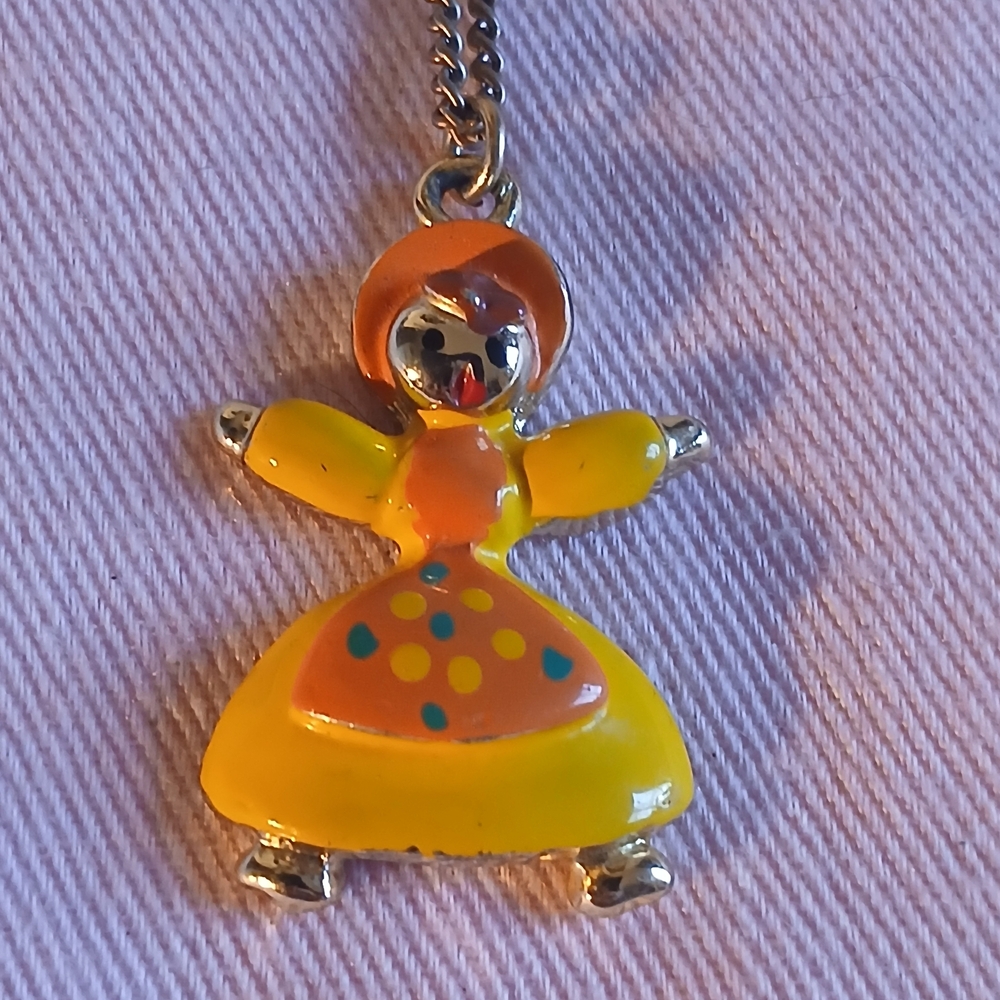 Vintage Enamel Lady Necklace